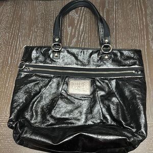 Coach black leather poppy bag